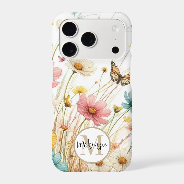 Modern Star Burst Flower Personalized iPhone Case (Back)