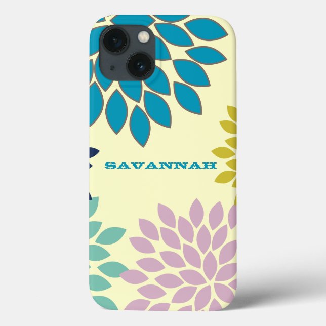 Modern Star Burst Flower Personalized iPhone Case (Back)