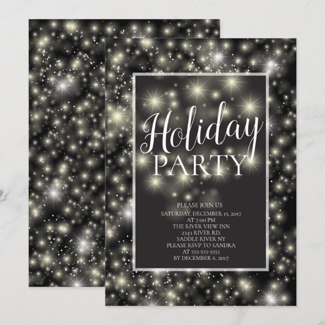 Modern Star Burst Holiday Party Invitation (Front/Back)