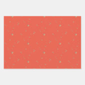 Modern Star Cherry Green White Christmas Happy Wrapping Paper Sheets (Front 3)