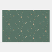 Modern Star Cherry Green White Christmas Happy Wrapping Paper Sheets (Front 2)