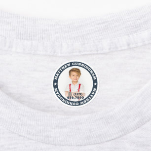 Modern Star Custom Photo Name Phone Number Kids' Labels