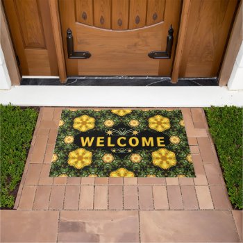 Modern Star Flower Welcome Doormat by anuradesignstudio at Zazzle