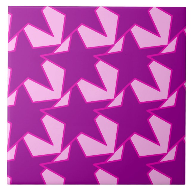 Modern Star Geometric - amethyst purple and pink Ceramic Tile (Front)