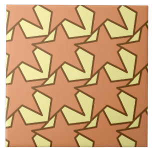 Modern Star Geometric - caramel and yellow Ceramic Tile