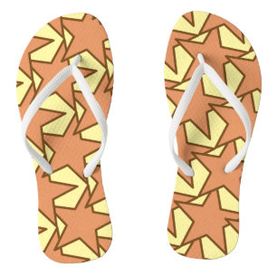Modern Star Geometric - caramel and yellow Flip Flops