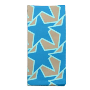 Modern Star Geometric, Cerulean Blue and Taupe Tan Cloth Napkin