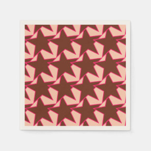 Modern Star Geometric - chocolate and peach Paper Napkins