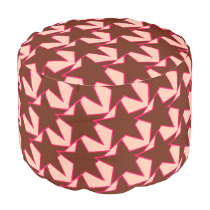 Modern Star Geometric - chocolate and peach Pouf