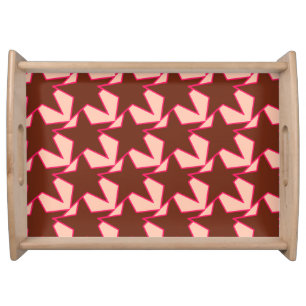 Modern Star Geometric - chocolate and peach Serving Tray