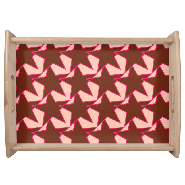 Modern Star Geometric - chocolate and peach Serving Tray (Front)