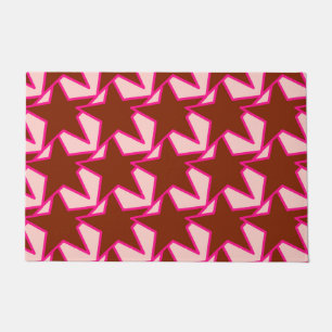 Modern Star Geometric Chocolate Brown & Peach Doormat
