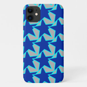 Modern Star Geometric Cobalt Blue and Gray iPhone 11 Case