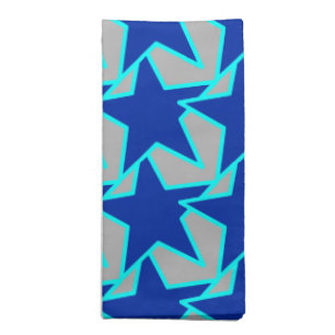 Modern Star Geometric Cobalt Blue and Gray Cloth Napkin