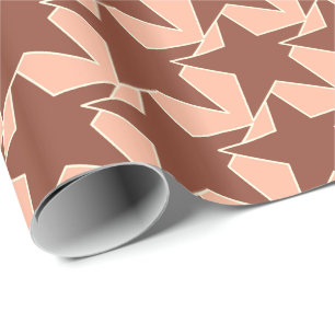 Modern Star Geometric - cocoa brown and peach Wrapping Paper