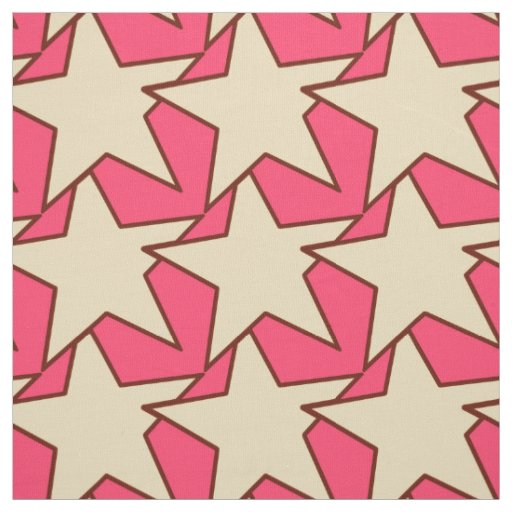 Modern Star Geometric - coral and beige Fabric