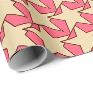 Modern Star Geometric - coral and beige Wrapping Paper