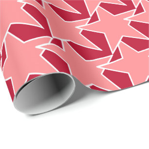 Modern Star Geometric - coral pink and red Wrapping Paper