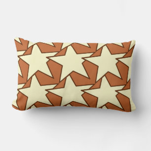 Modern Star Geometric - cream and camel tan Lumbar Pillow