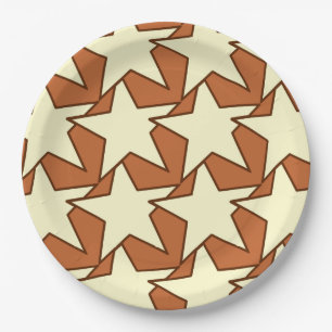 Modern Star Geometric - cream and camel tan Paper Plates