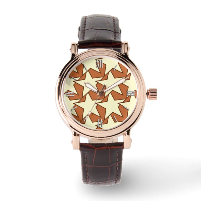 Modern Star Geometric - cream and camel tan Watch (Front)