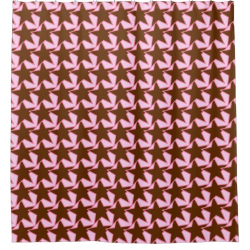 Modern Star Geometric _ dark brown and pink Shower Curtain