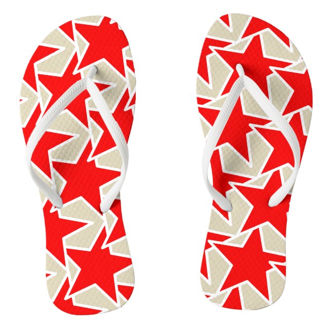 Modern Star Geometric - deep red and taupe Flip Flops (Footbed)