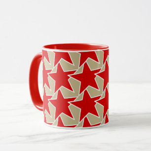 Modern Star Geometric - deep red and taupe Mug