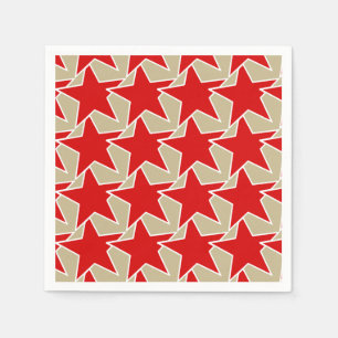 Modern Star Geometric - deep red and taupe Paper Napkins