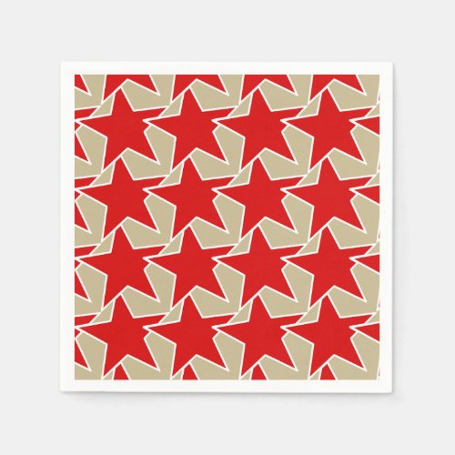 Modern Star Geometric _ deep red and taupe Paper Napkins