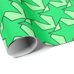 Modern Star Geometric - emerald and mint green Wrapping Paper