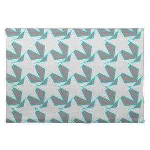 Modern Star Geometric, Gray and Turquoise Cloth Placemat