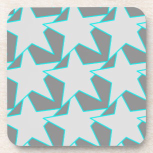 Modern Star Geometric - grey and turquoise Beverag Beverage Coaster