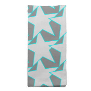 Modern Star Geometric, Grey and Turquoise Napkin
