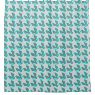 Modern Star Geometric - grey and turquoise Shower Curtain