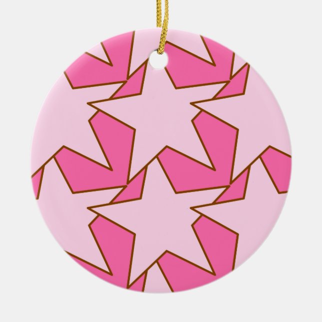 Modern Star Geometric - light and deep pink Ceramic Ornament (Front)