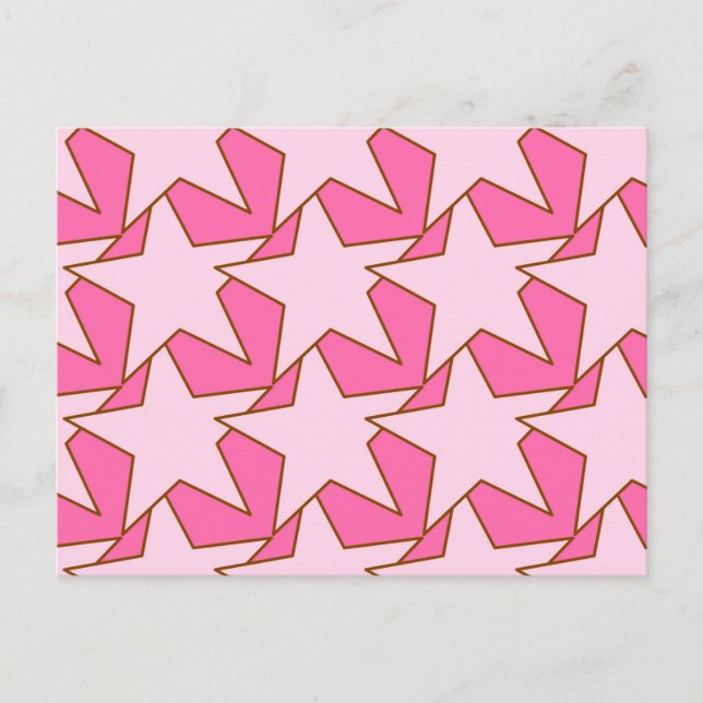 Modern Star Geometric - light and deep pink Postcard (Front)