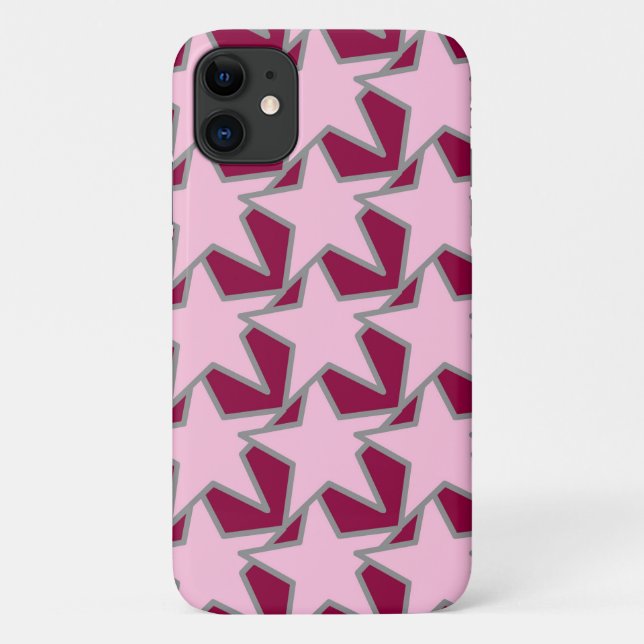 Modern Star Geometric, Light Pink and Burgundy Case-Mate iPhone Case (Back)
