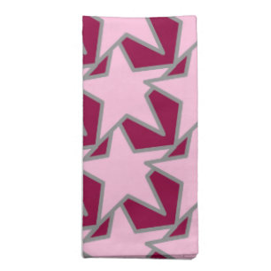Modern Star Geometric, Light Pink and Burgundy Cloth Napkin