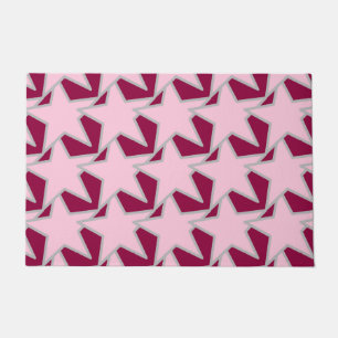 Modern Star Geometric, Light Pink and Burgundy Doormat