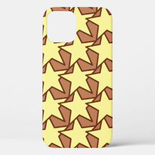 Modern Star Geometric, Light Yellow & Cocoa Brown  iPhone 12 Case