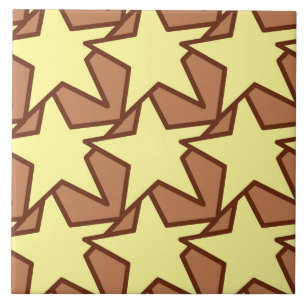 Modern Star Geometric, Light Yellow & Cocoa Brown Ceramic Tile