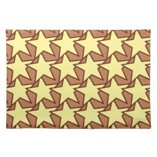 Modern Star Geometric, Light Yellow & Cocoa Brown Cloth Placemat