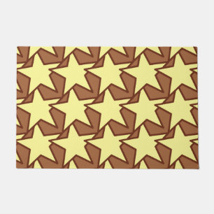 Modern Star Geometric, Light Yellow & Cocoa Brown Doormat