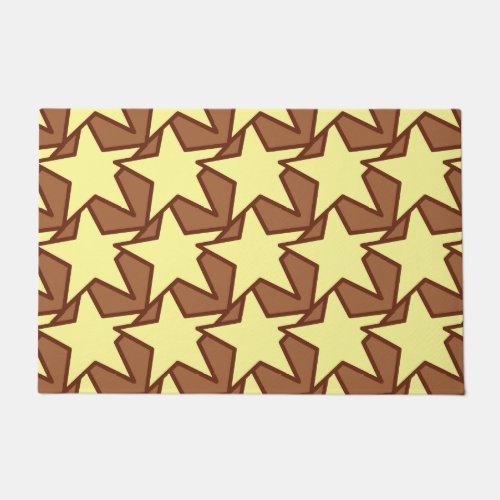Modern Star Geometric Light Yellow  Cocoa Brown Doormat