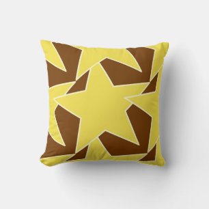 Modern Star Geometric - mustard gold and brown Throw Pillow
