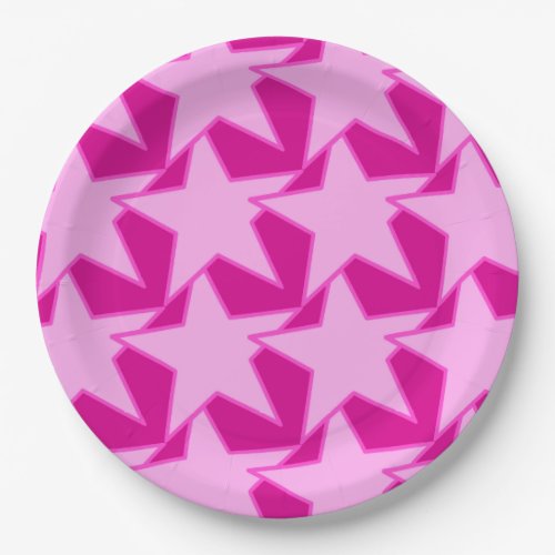 Modern Star Geometric _ pale pink and fuchsia Paper Plates