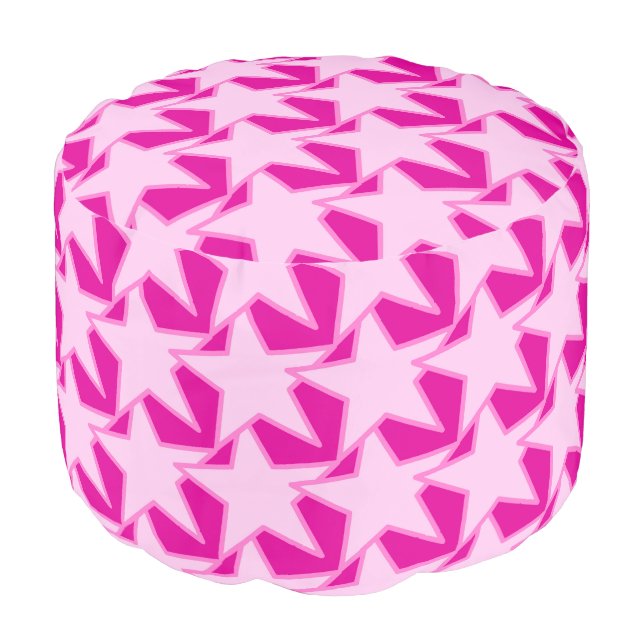 Modern Star Geometric - pale pink and fuchsia Pouf (Angled Front)