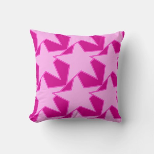 Modern Star Geometric _ pale pink and fuchsia Throw Pillow