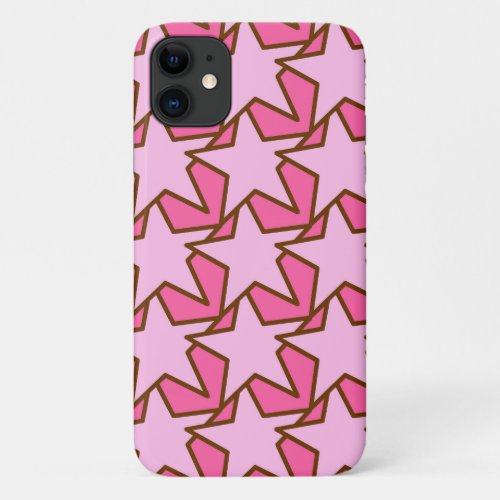 Modern Star Geometric Pattern Coral  Pastel Pink iPhone 11 Case